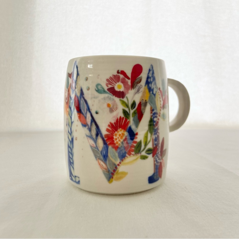 Anthropologie Starla M. Halfmann Petal Palette Monogram “M” Mug - Picture 4 of 13